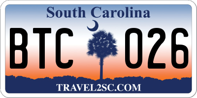 SC license plate BTC026