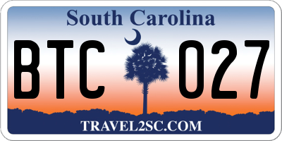 SC license plate BTC027