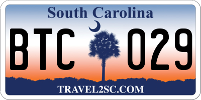 SC license plate BTC029