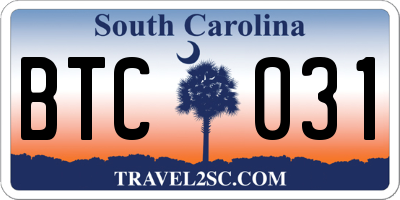 SC license plate BTC031