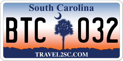 SC license plate BTC032