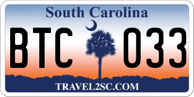 SC license plate BTC033