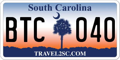 SC license plate BTC040