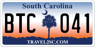 SC license plate BTC041