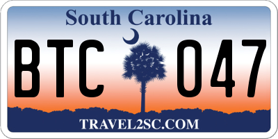 SC license plate BTC047