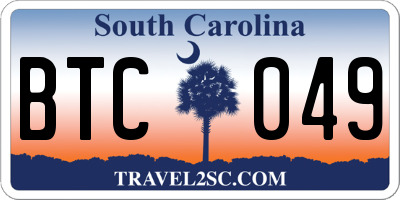 SC license plate BTC049