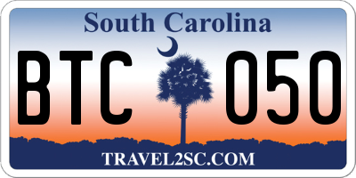 SC license plate BTC050