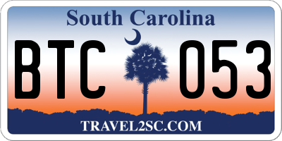 SC license plate BTC053