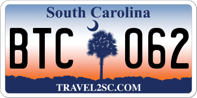 SC license plate BTC062