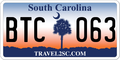 SC license plate BTC063