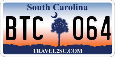 SC license plate BTC064