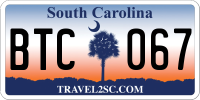 SC license plate BTC067