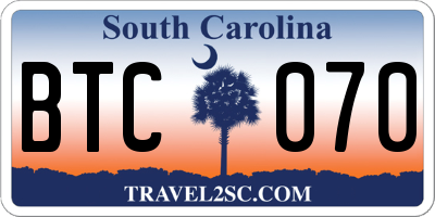 SC license plate BTC070