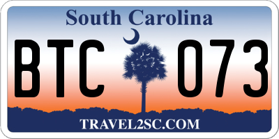 SC license plate BTC073