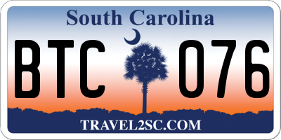 SC license plate BTC076