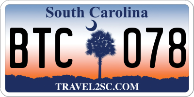 SC license plate BTC078