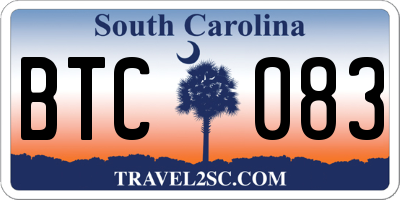 SC license plate BTC083