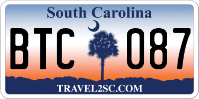 SC license plate BTC087