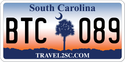 SC license plate BTC089