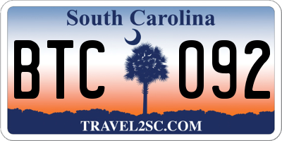 SC license plate BTC092