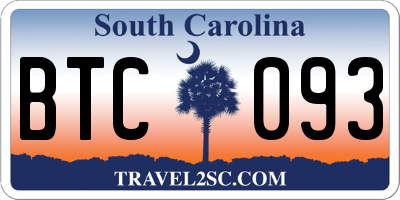 SC license plate BTC093