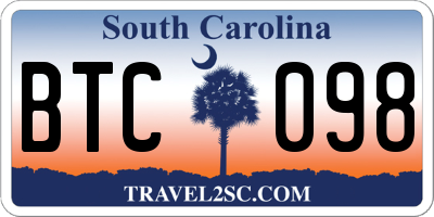 SC license plate BTC098