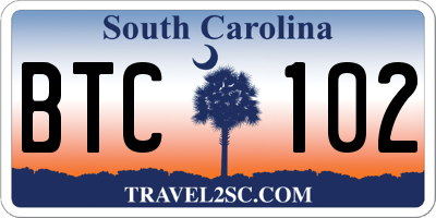SC license plate BTC102