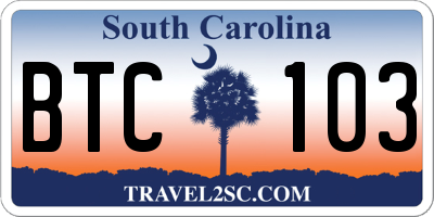 SC license plate BTC103