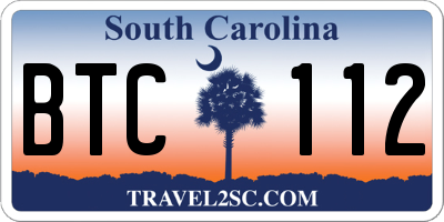 SC license plate BTC112
