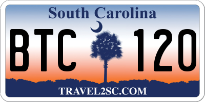 SC license plate BTC120