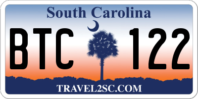 SC license plate BTC122