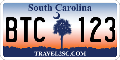 SC license plate BTC123