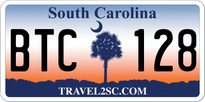 SC license plate BTC128