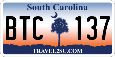 SC license plate BTC137