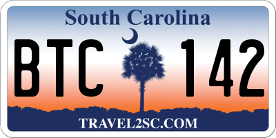 SC license plate BTC142