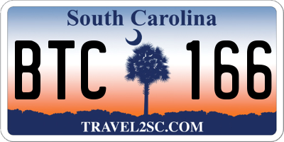 SC license plate BTC166
