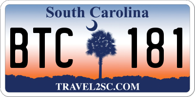 SC license plate BTC181