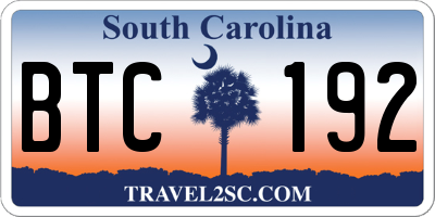 SC license plate BTC192