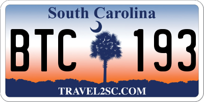 SC license plate BTC193