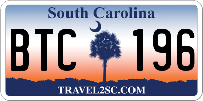 SC license plate BTC196