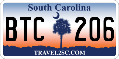 SC license plate BTC206
