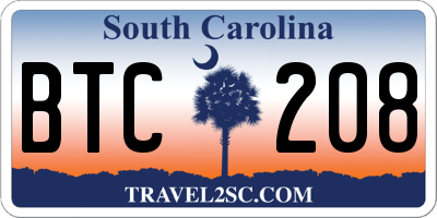 SC license plate BTC208