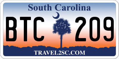 SC license plate BTC209