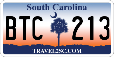 SC license plate BTC213