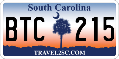 SC license plate BTC215