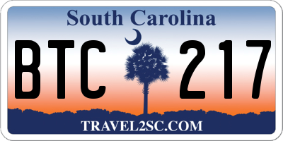 SC license plate BTC217