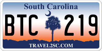 SC license plate BTC219