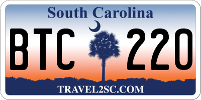 SC license plate BTC220