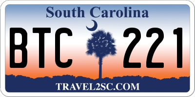 SC license plate BTC221