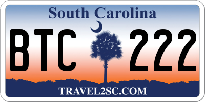 SC license plate BTC222